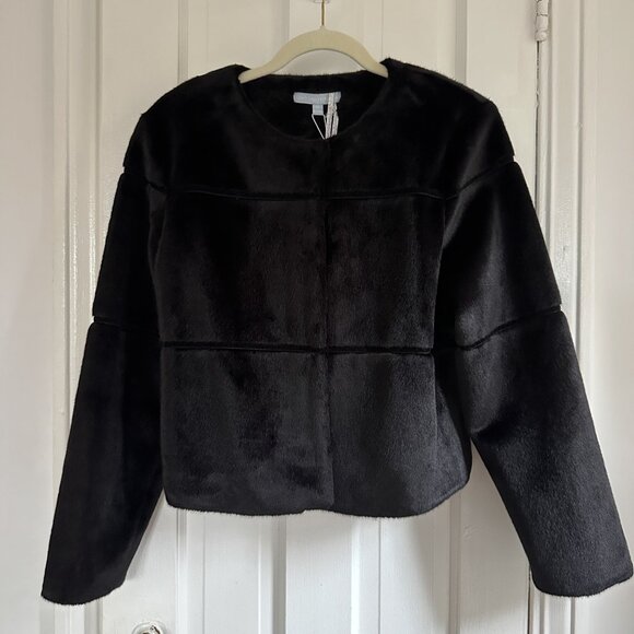 NWT Born on Fifth x Antonio Melani Faux Fur Cropped Jacket Black Size M - Picture 2 of 4